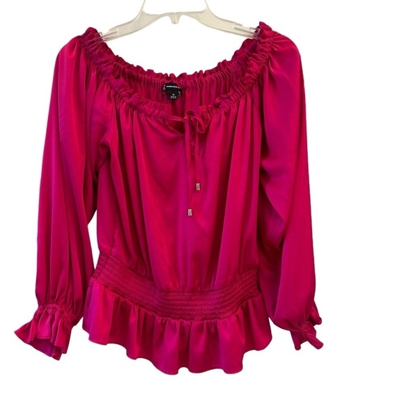 INC Magenta Fuchsia Pink Off-Shoulder Blouse 💕 Medium - Picture 1 of 7